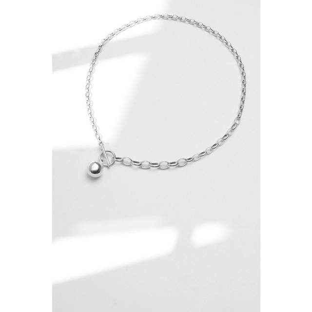 Recycled Sterling Silver 925 Polished Orb Necklace - One Size