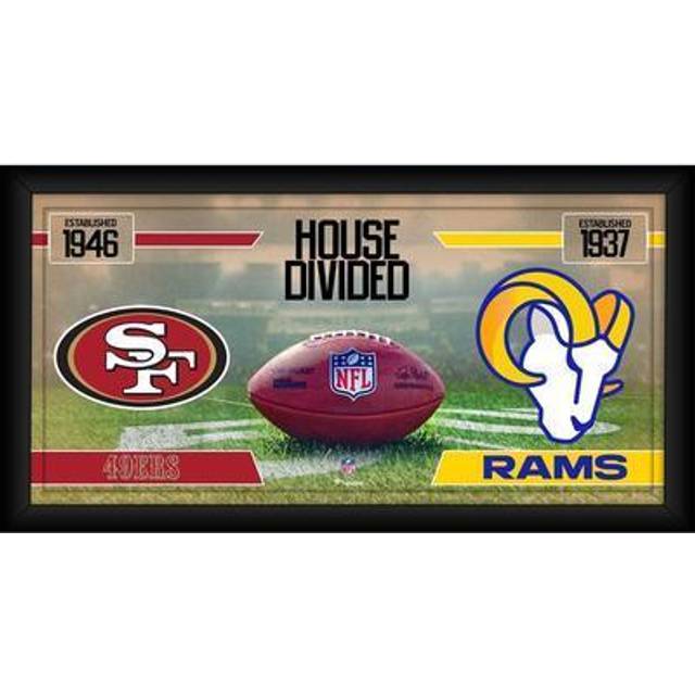 San Francisco 49ers vs. Los Angeles Rams Framed 10" x 20" House Divided Football Collage