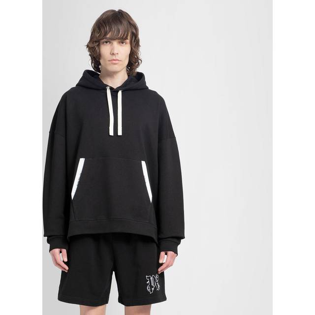 Palm Angels Men's Cotton Hoodie in Black | Size XL | PMBB126E23FLE002 Color 1003 (XL)