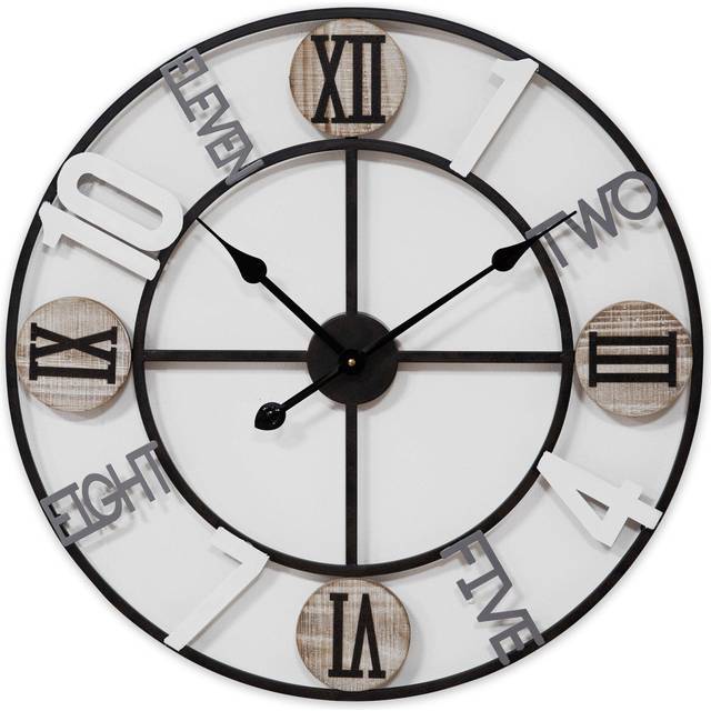 Hometime Metal Round Wall Clock 62cm - Black - 60x4.5x60