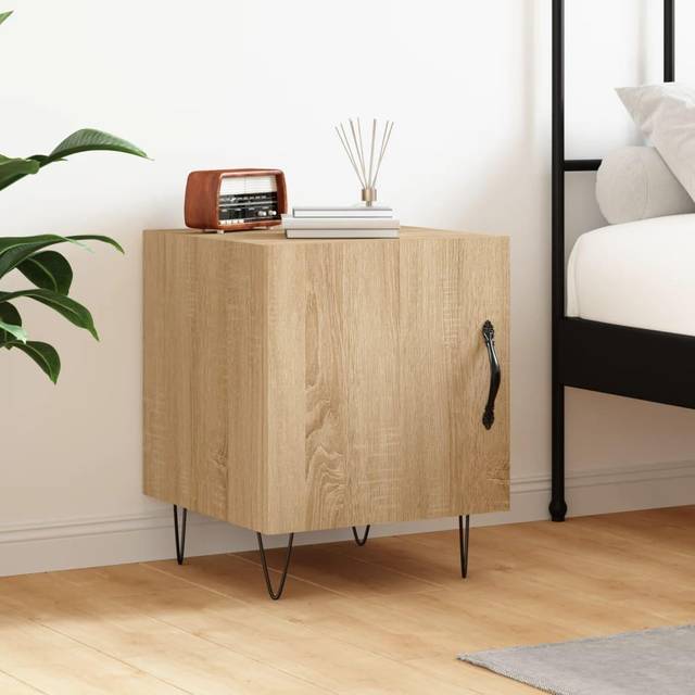 (sonoma oak, 1 pcs) vidaXL Bedside Cabinet Bed Table Nightstand High Gloss White Engineered Wood