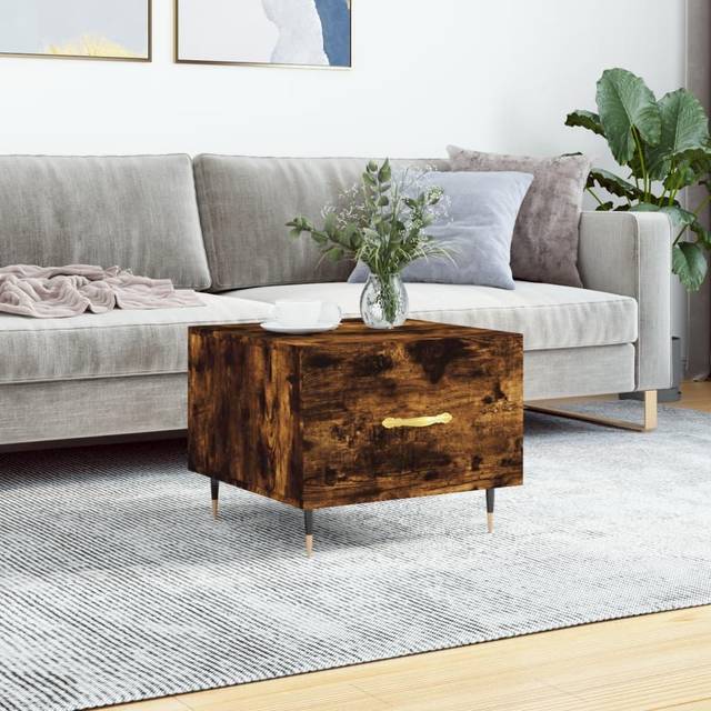 vidaXL Coffee Table Smoked Oak 50x50x40 cm Engineered Wood - Brown