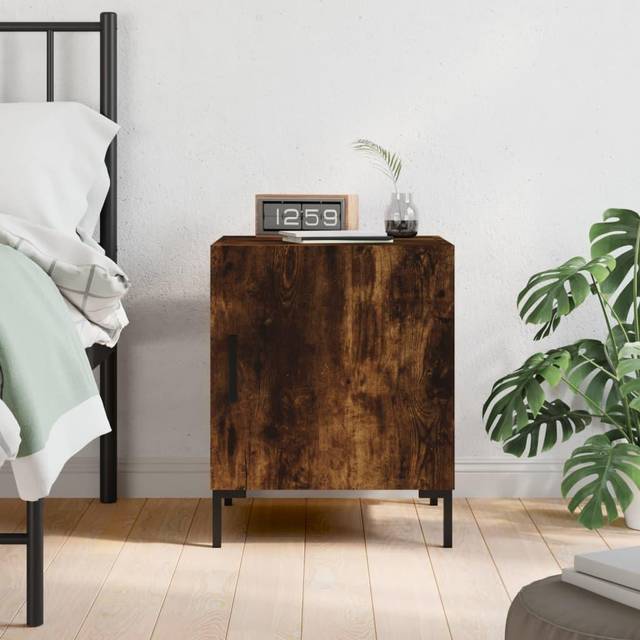 vidaXL Bedside Cabinet Smoked Oak 40x40x50 cm Engineered Wood - Brown