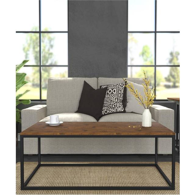Ealing pine coffee table rustic wood black metal frame vintage chic style