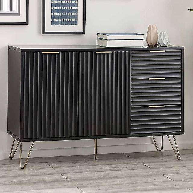 Julian Bowen Murano 2 Door 3 Drawer Matt Black Large Sideboard - 40 x 118 x 80cm