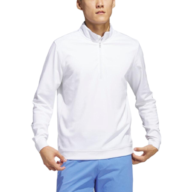 adidas Men's Elevated Quarter Zip Pullover  White  Medium