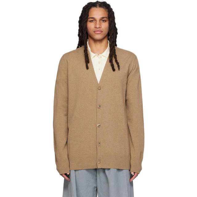Maison Margiela Man Cardigan Camel Size L Wool - Beige