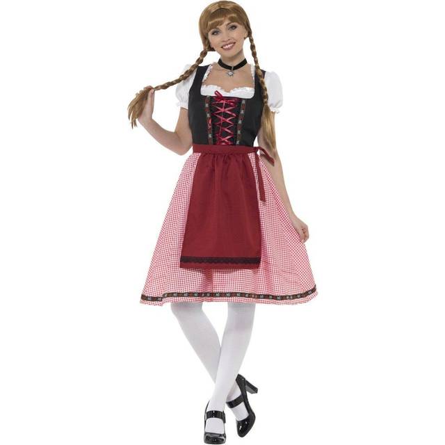 Bavarian Tavern Maid Costume, Red & Black, With Top, Dress & Apron -  bavarian tavern maid costume ladies german beer fancy dress sl
