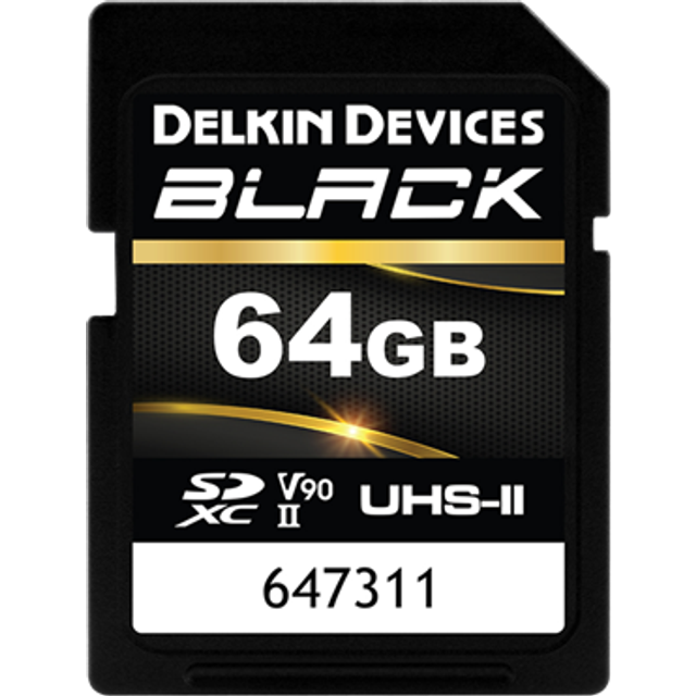 Delkin BLACK 64GB (300MB/s) SDXC UHS-II V90 Memory Card - Black