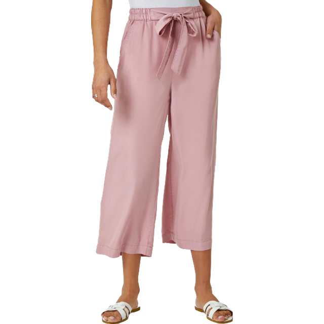 Tie Detail Stretch Waist Culottes - Rose - 12