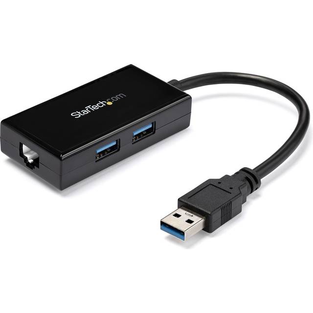 StarTech.com USB to Ethernet Adapter, USB 3.0 to 10/100/1000 Gigabit Ethernet LAN Converter for Laptops, 11.8in/30cm Attached Cable, USB to RJ45 Adapter, NIC Adapter, USB Network Adapter