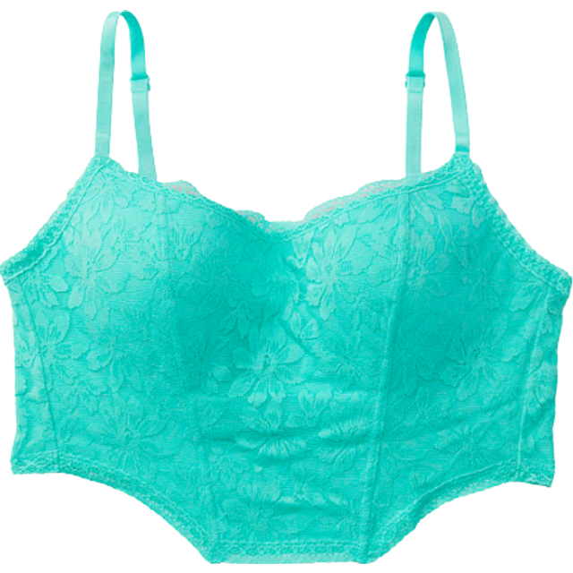 Victorias Secret PINK Teal Ice Green Lace Lightly Lined Corset Bralette - teal ice green - SMALL