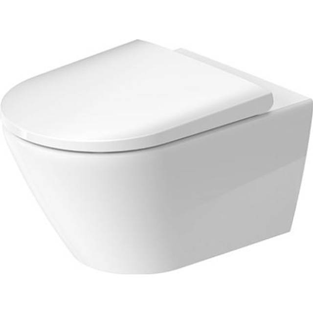 Vägghängd Toalettstol Duravit D-Neo 257709 Rimless med Mjukstängande Hårdsits