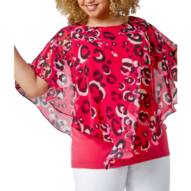 Roman curve paisley print chiffon overlay top for women uk - ladies