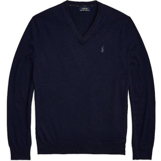 Ralph Lauren, V-neck Knitwear, male, Blue, XL, Jumper size L