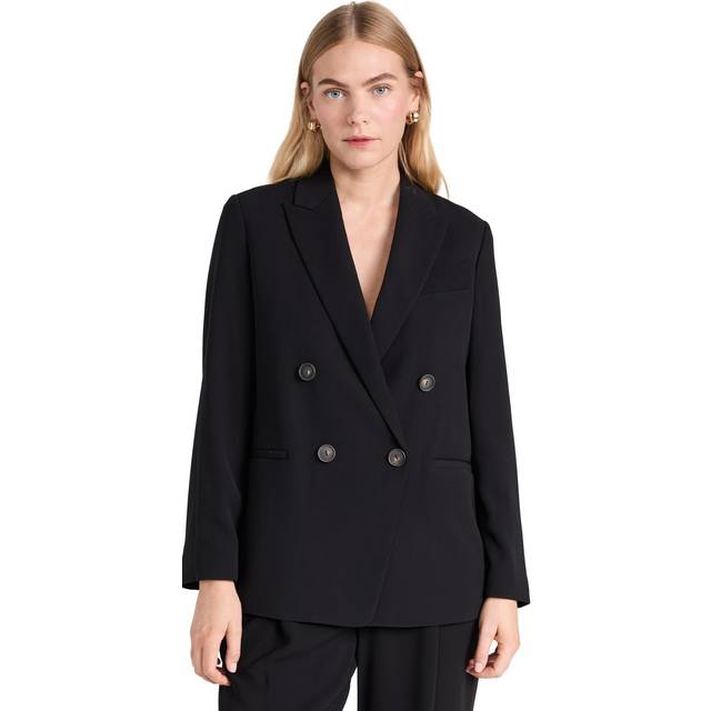 Double-Breasted Crepe Boyfriend Blazer - BLACK - 6
