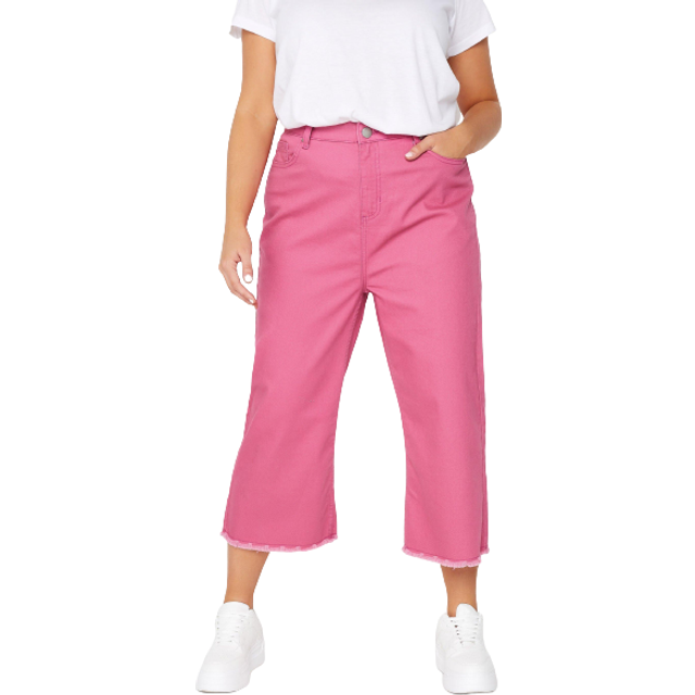 Yours Curve Hot Pink Stretch Cropped Jeans, Women's Curve & Plus Size, Yours - 20
