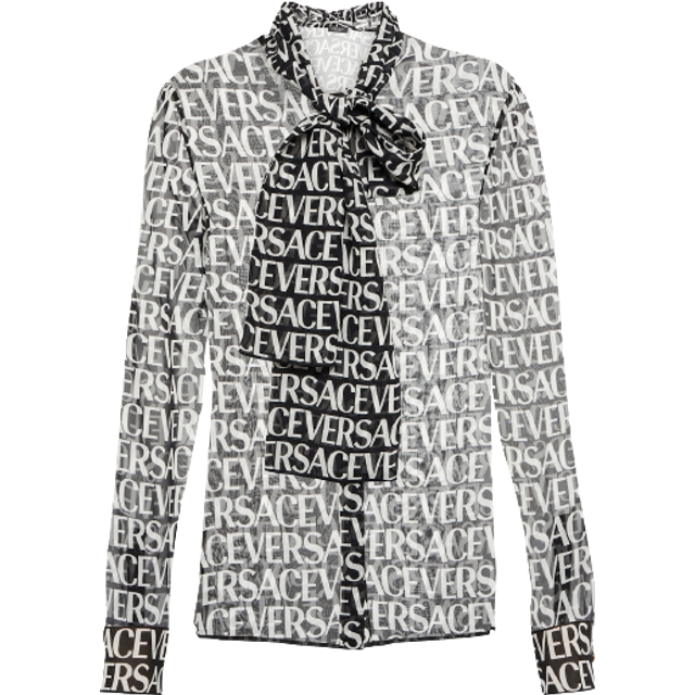Versace Logo-print silk shirt - black (UK 6)