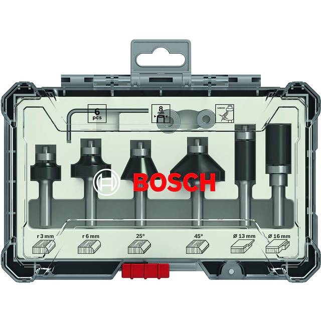 Bosch Professional 6 st. kant- och kantfrässsset (för trä, tillbehör för överfräsar med 8 mm skaft)