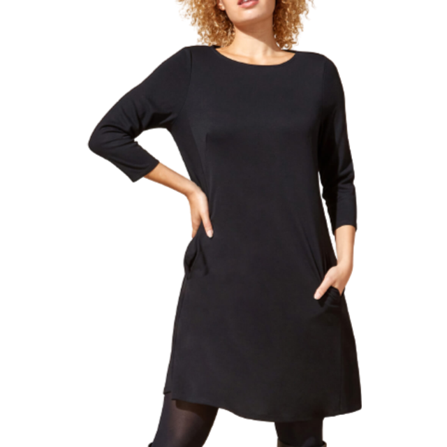 Roman Black A-Line Pocket Detail Swing Dress - Size 14