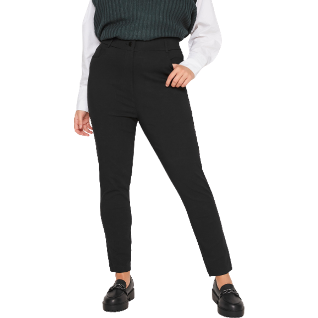 Yours Curve Black Bengaline Slim Leg Stretch Trousers, Women's Curve & Plus Size, Yours - Short 14