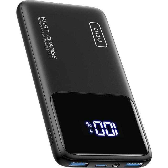 INIU Power Bank, 20W PD3.0 QC4.0 Fast Charging USB C 10500mAh LED Display Portable Charger, Slimmest Phone Battery Pack with Phone Holder & Flashlight