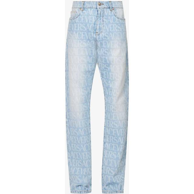 Versace, Jeans, Herr, W33, Bomull, Blå Jeans med Medusa-detaljer