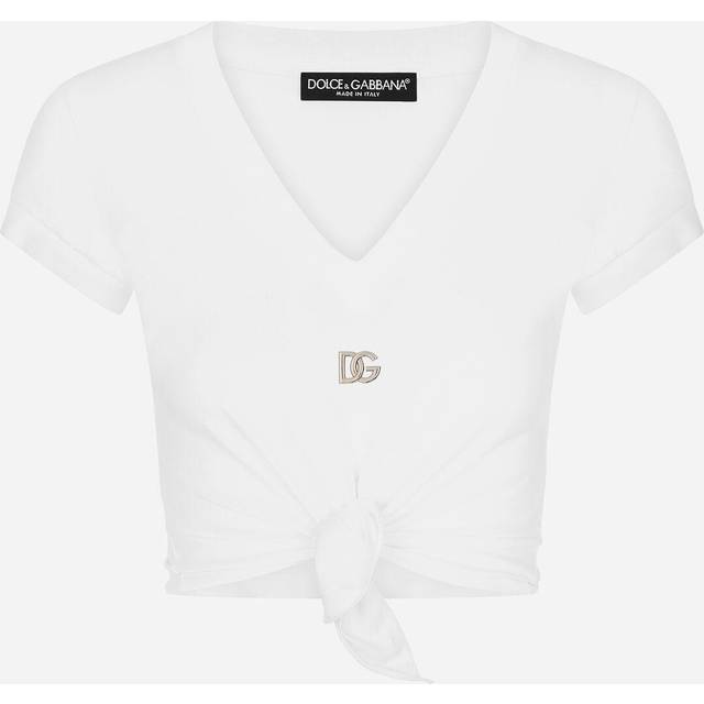 Dolce & Gabbana T-shirt Scollo V Con - Woman T-shirts And Sweatshirts White 48