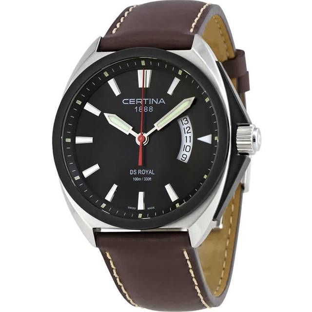 Certina DS Royal Men's Watch, Black Dial, Brown Leather Strap