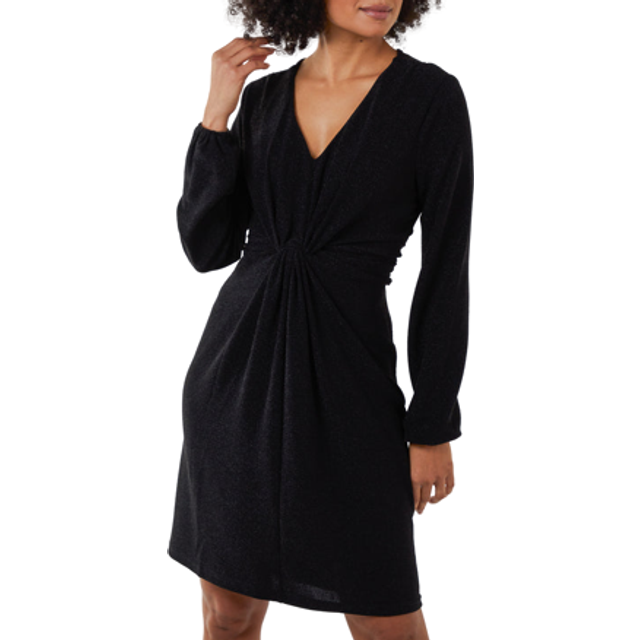 Blue Vanilla Lurex Tie Back Dress In Black - 8