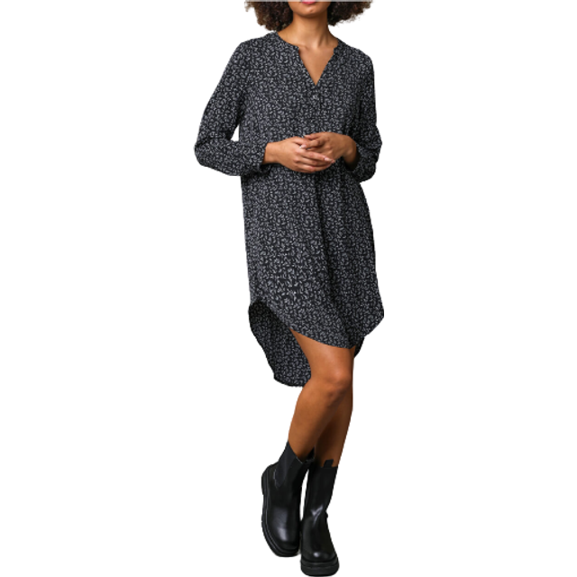Leaf print asymmetric tunic dress - ladies dusk fashion women