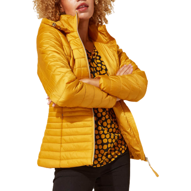 Roman Womens Hooded Zip Through Padded Coat - Yellow Polyamide - Size 6 UK