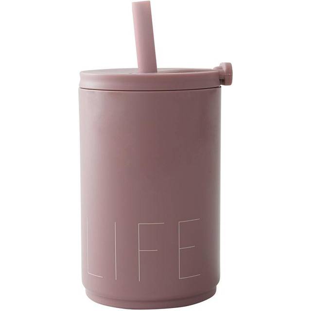 Design Letters Mugg m. Sugrör - To Go - 330ml - Grå m. Text - Design Letters - One Size - Mugg