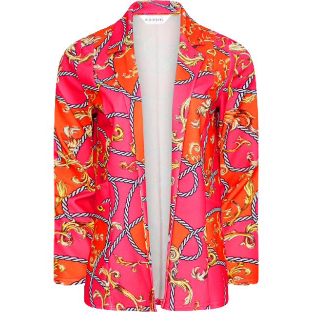 Pixiegirl Hot Pink Scarf Print Scuba Blazer 18 Pixiegirl | Petite Women's Jackets