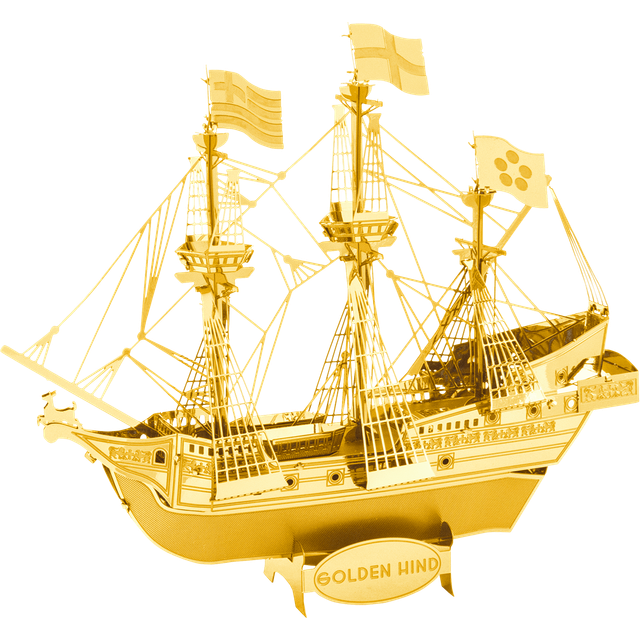 Model Kit Golden Hind Galleon Gold Version (Moderate Difficulty) Steel Model by Metal Earth