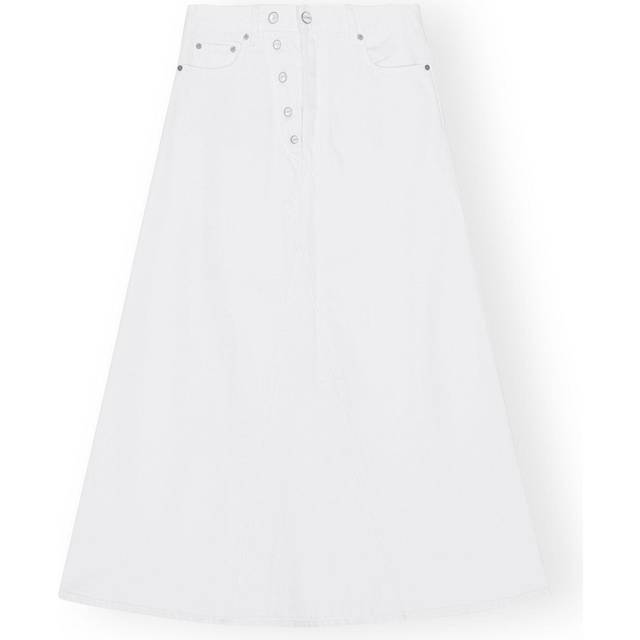 Ganni White Denim Double Fly Maxi Skirt Dam Maxikjolar Stl. 42 - Från Magasin - Bright White (42)