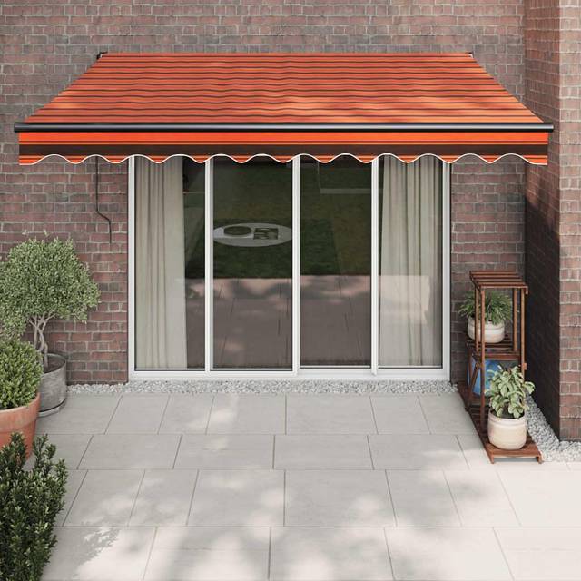 Automatisk infällbar markis orange och brun 3,5x2,5 m