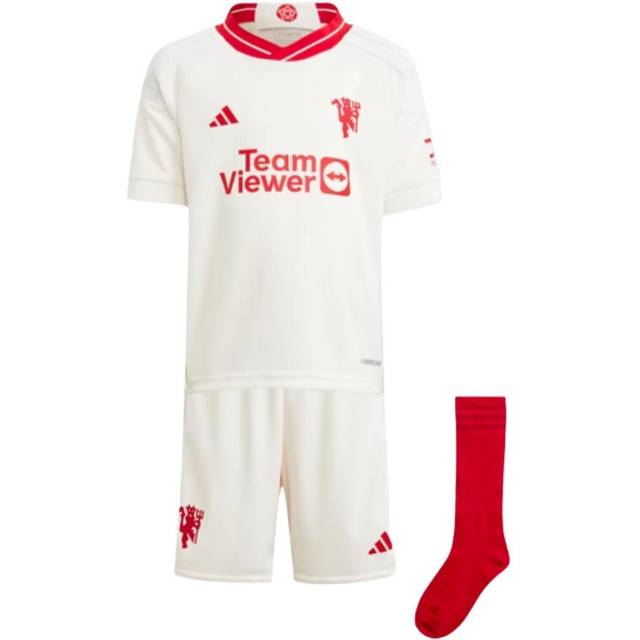 '23-'24 Man Utd Third Mini Kit Toddler's White 2-3 Toddler Polyester Manchester United Made By: Adidas