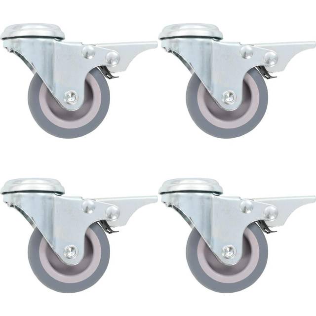 vidaXL Bolt Hole Swivel Casters With Double Brakes 4 Pcs 50 Mm