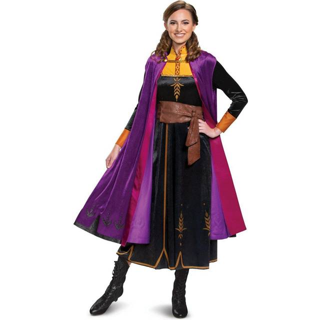 Deluxe Frozen 2 Anna Womens Costume | Disney Costume for Adults - Black&#47;Orange&#47;Purple (M)