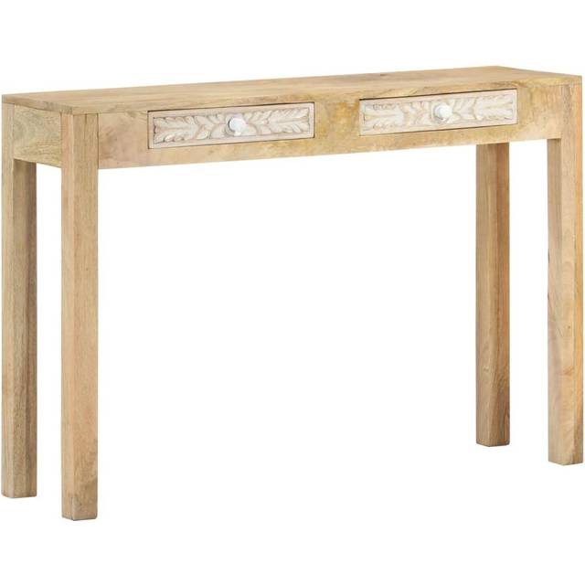 vidaXL Console Table 110x30x75 cm Solid Bleached Wood Mango - Brown