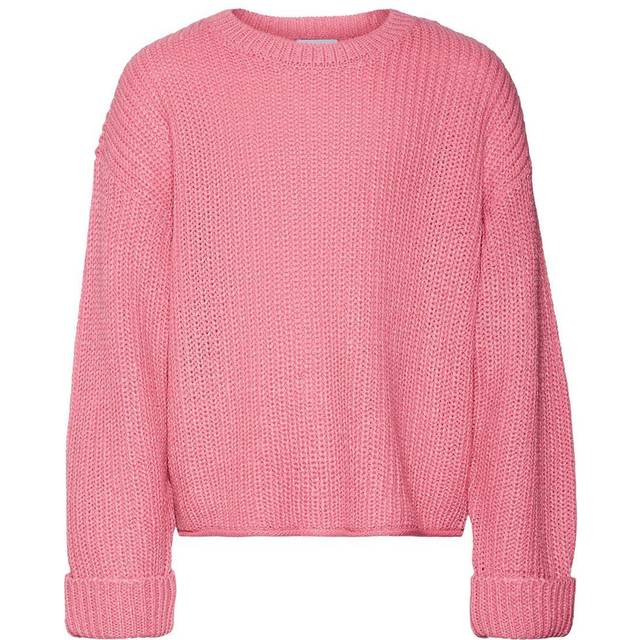 Bestseller A/S Damer Vmsayla Fold Ls O-NCK tröja Girl Noos stickad tröja, Sachet Pink, 42/44 SE