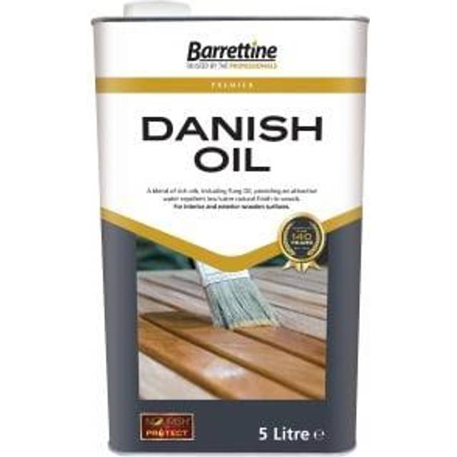 (Danish Oil - 5 Litre) Barrettine Raw Boiled Linseed Danish Oil Nourish Protect Brush Wood Treatment