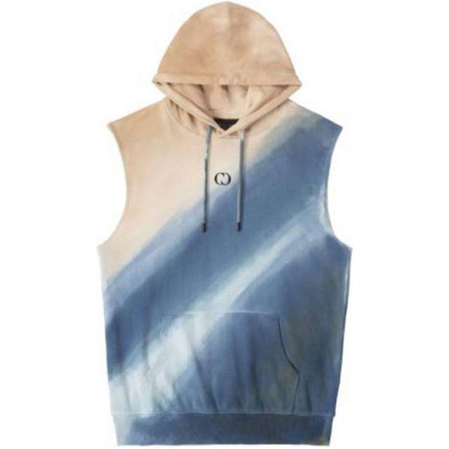 Criminal Damage Tie Dye Mens Hoodie Vest - Blue Cotton - Size Small