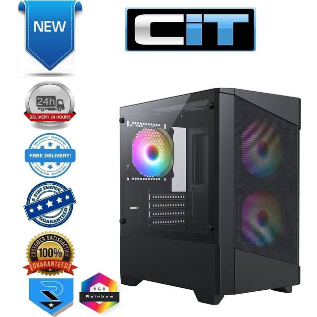 CiT Level 1 Black Tempered Glass MicroATX Case
