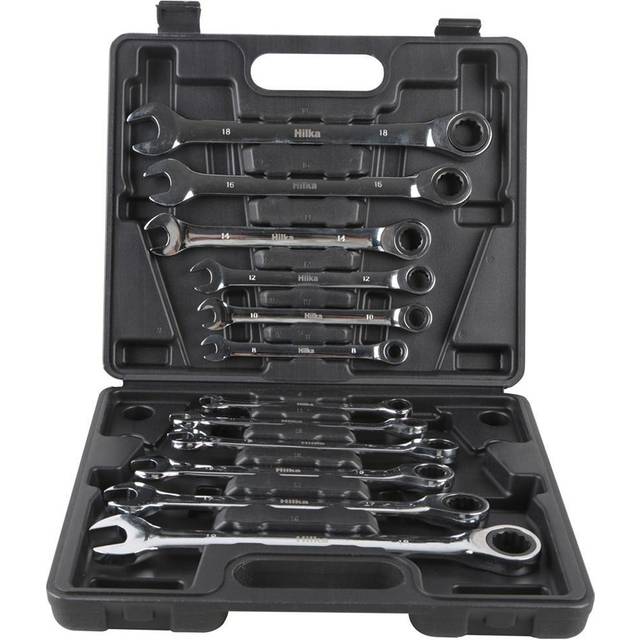 Hilka - ratchet ring spanner set 12PC reversible wrench metric in case 11404012