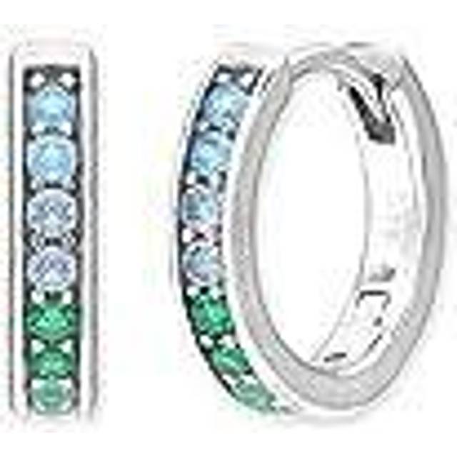 Angel Whisperer Cool Rainbow Cubic Zirconia Hoop Earrings ERE-COOL-ZIM-CR-13 - Silver