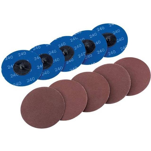 Draper 50mm Diameter Aluminium Oxide Sanding Disc 75mm 240g Pack of 10
