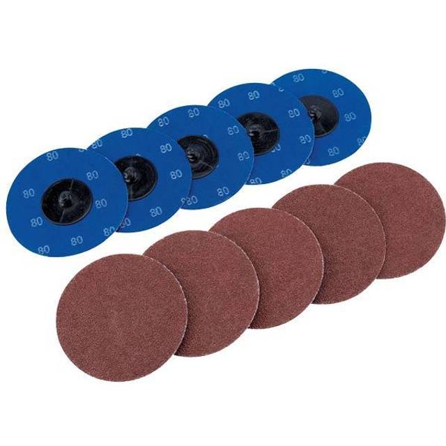 Draper 50mm Diameter Aluminium Oxide Sanding Disc 75mm 80g Pack of 10