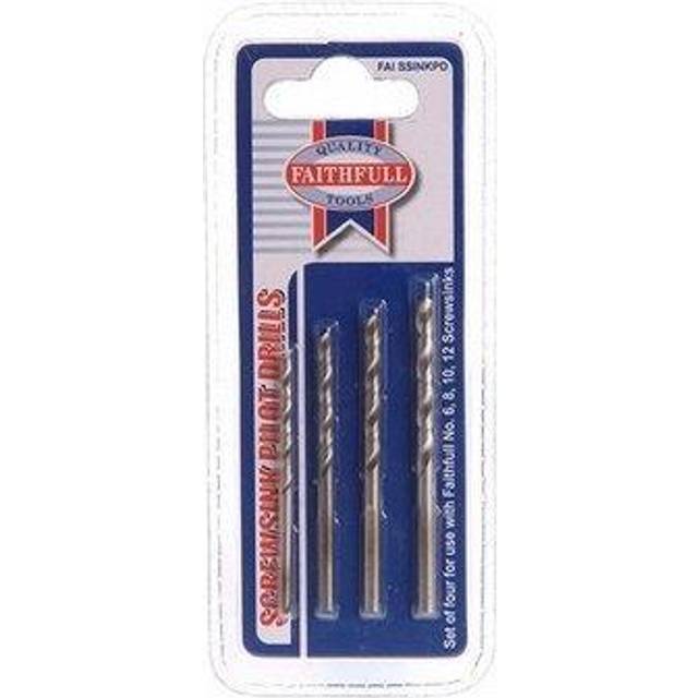 Faithfull Pilot Drill Set for Screwsinks Pack of 4